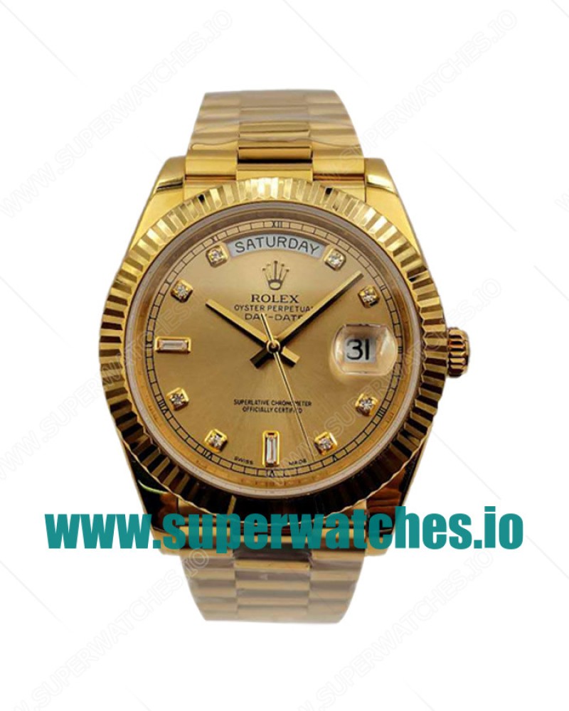 Replica Rolex Day-Date II 218238 41MM KW Yellow Gold Champagne Dial Swiss 3255